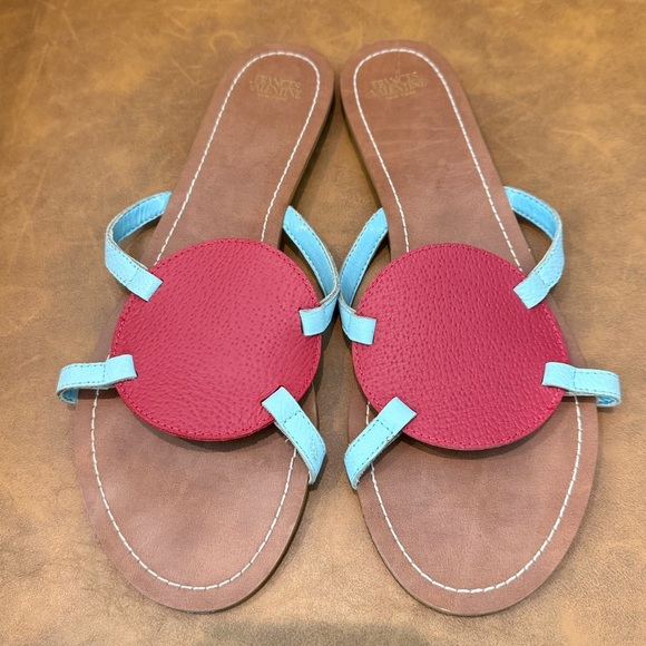 Frances Valentine Circle Sandal Slides size 10 Red Blue - Picture 1 of 4